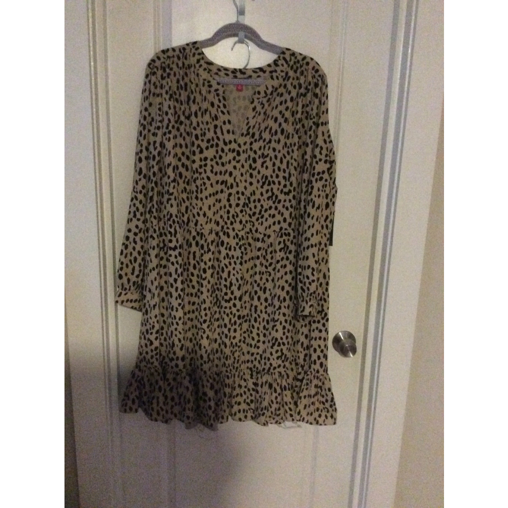 Women's Vince Camuto Long Sleeve Dress 3X Beige Black Leopard Print